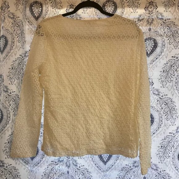 Calvin Klein White Lace Long Sleeve Top Size Large - Picture 2 of 7